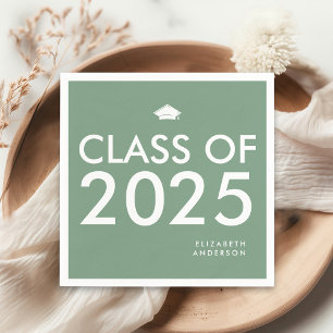 Modern Bold Sage Green Graduation Party Napkin