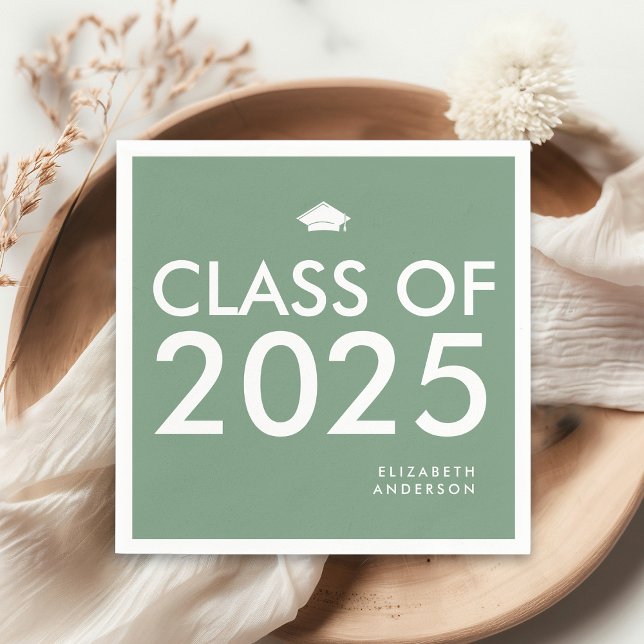 Modern Bold Sage Green Graduation Party Napkin (Creator Uploaded)