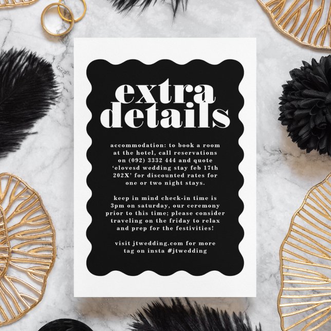 Modern Bold Scalloped Border Black White Details Enclosure Card (Creator Uploaded)