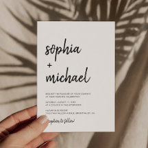 Modern Bold Script Black And White Wedding