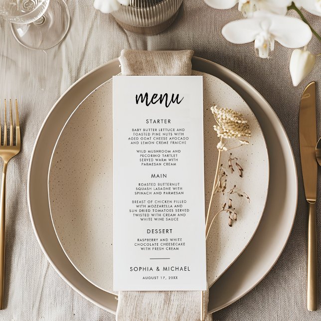 Modern Bold Script Black And White Wedding Menu (Creator Uploaded)