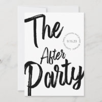 Modern Bold Script Black White After Party Wedding