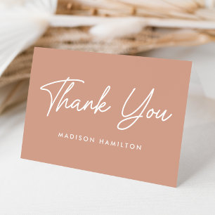 Modern Bold Script Blush Terracotta Baby Shower Thank You Card