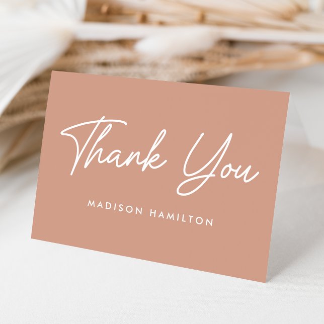 Modern Bold Script Blush Terracotta Baby Shower Thank You Card (Creator Uploaded)