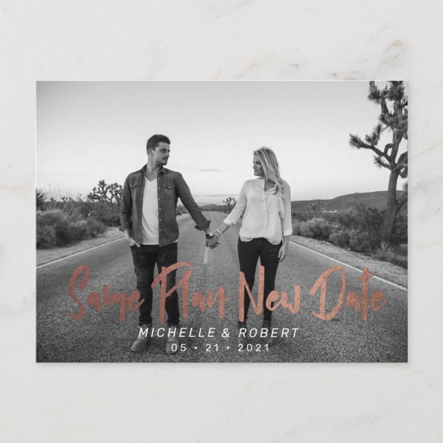 modern bold script photo change the date postcard (Front)