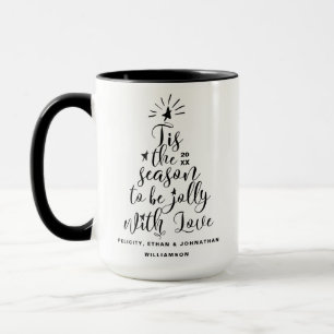 Modern Bold Script Typography Christmas Tree Mug