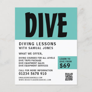 Modern Bold, Scuba Diving Lesson Advertising Flyer