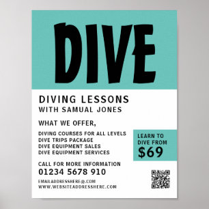 Modern Bold, Scuba Diving Lesson Advertising Poster