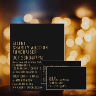 Modern Bold, Silent Charity Auction Event Business Card