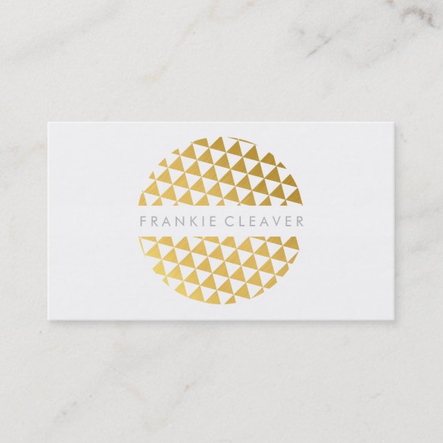 MODERN BOLD SPOT geo triangle pattern gold foil Business Card (Front)