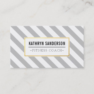 MODERN BOLD stripe gold logo emblem pale grey grey Business Card