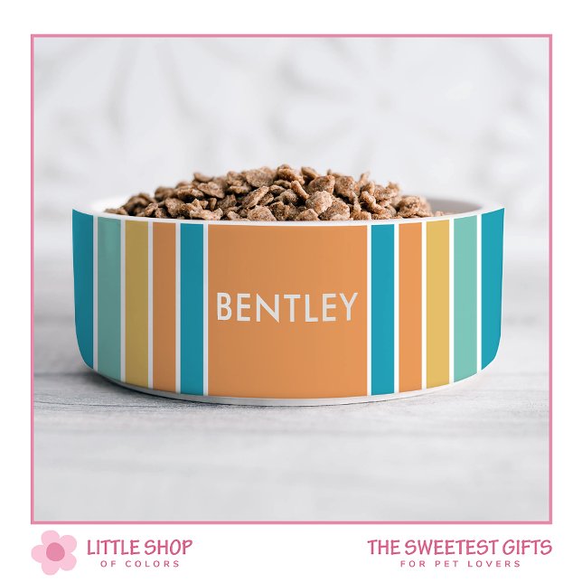 Modern Bold Stripes Personalised Pet Bowl (Creator Uploaded)