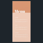 Modern Bold Tan & Blush Desert Boho Wedding Menu<br><div class="desc">Can be fully customised to suit your needs. © Gorjo Designs. Made for you via the Zazzle platform. // Looking for matching items? Other stationery from the set available in the ‘collections’ section of my store. // Need help customising your design? Got other ideas? Feel free to contact me (Zoe)...</div>