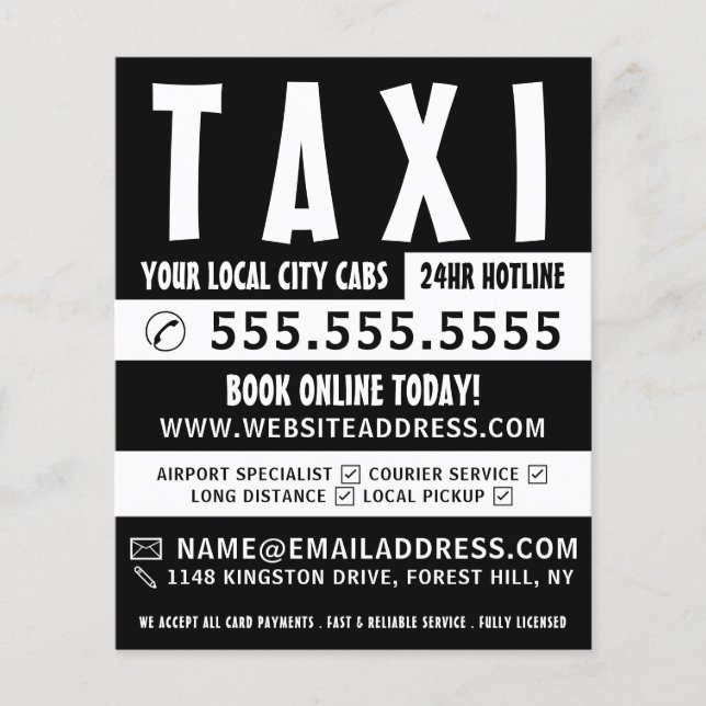 Modern Bold, Taxi Cab Firm with Price List Flyer (Front)