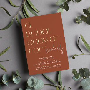 Modern Bold Terracotta Brown Bridal Shower Gold