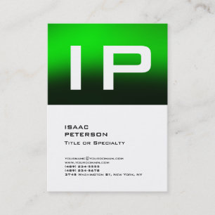 Modern Bold Text Monogram Green White Professional Business Card