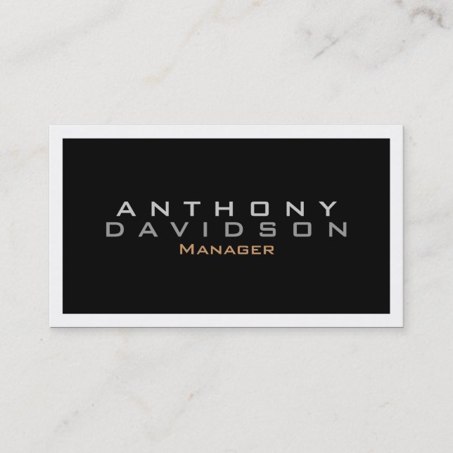Modern Bold Text Simple Plain Black Business Card (Front)