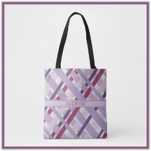 Modern Bold Textured Purple Mauve Striped Tote Bag