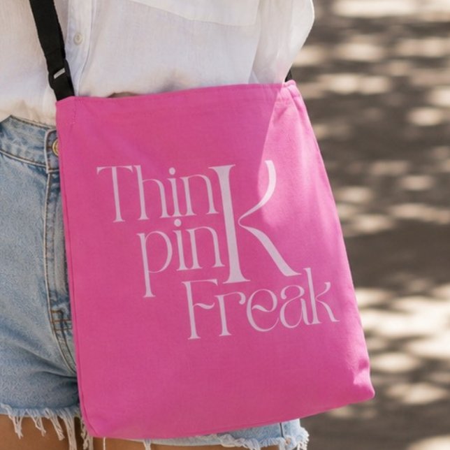 Modern Bold Think Pink Freak Typography Crossbody Bag (Creator Uploaded)