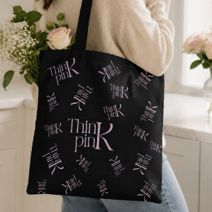 Modern Bold Think Pink Typographic Logo Tote Bag