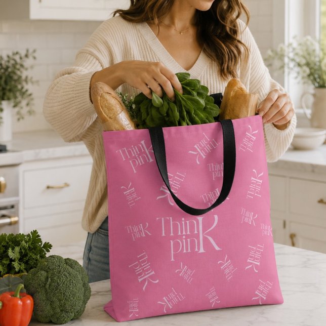 Modern Bold Think Pink Typographic Logo Tote Bag (Creator Uploaded)