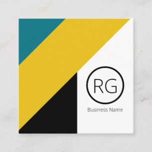 Modern Bold Tones Monogrammed Personalised Square Business Card