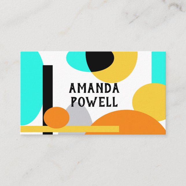 modern bold turquoise and orange  geometric business card (Front)