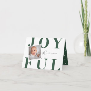Modern Bold Type Photo Christmas Card Green