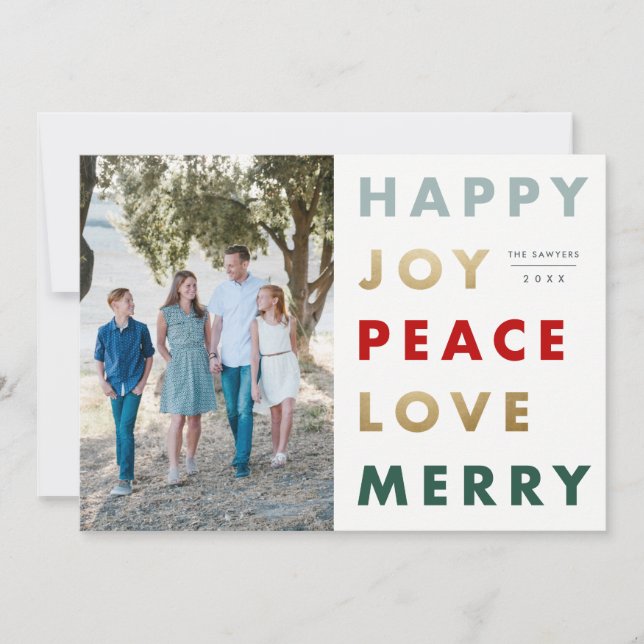 Modern Bold Type Photo Christmas Holiday Card (Front)