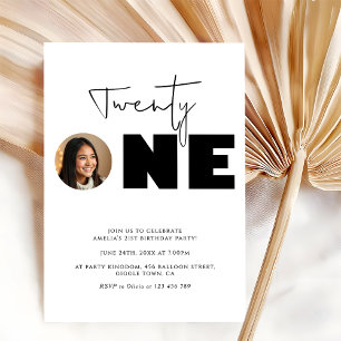 Modern Bold Typography 21st Birthday Party Invitation