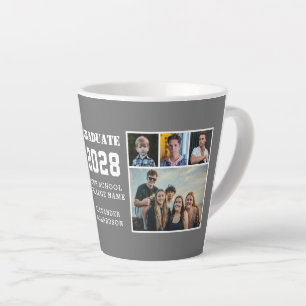 Modern Bold Typography 4 Photo Collage Graduation Latte Mug