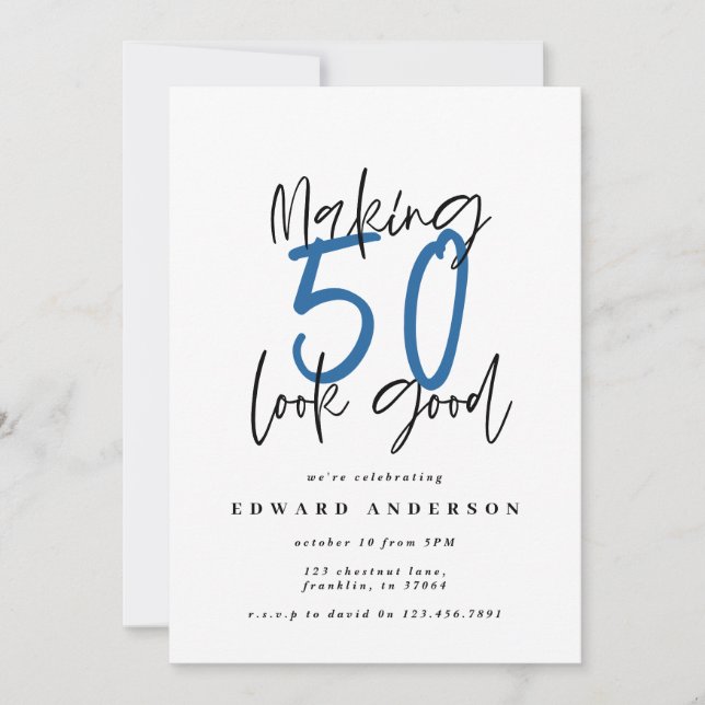 Modern bold typography 50th birthday party (Front)