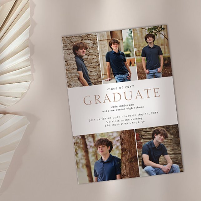 Modern Bold Typography 5 Photo Collage Graduation  Announcement (Creator Uploaded)