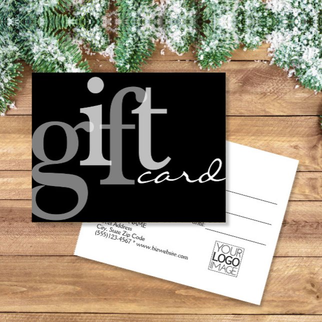 Modern Bold Typography Black Add Logo Gift Card (Creator Uploaded)