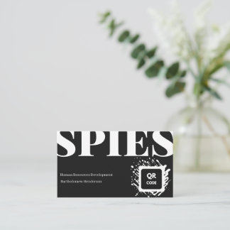 Modern Bold Typography Black and White QR Code  Business Card