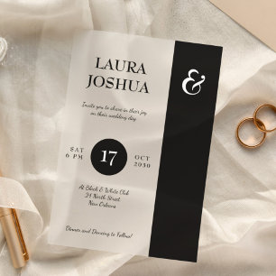 Modern bold typography black and white wedding acrylic invitations