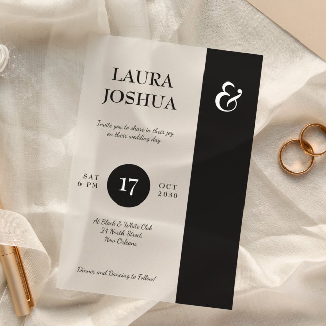 Modern bold typography black and white wedding acrylic invitations (Creator Uploaded)
