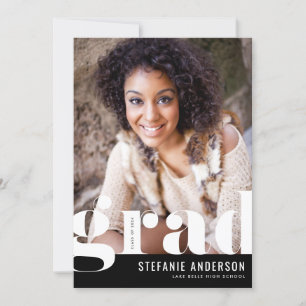 Modern Bold Typography Black Photo Graduation Announcement