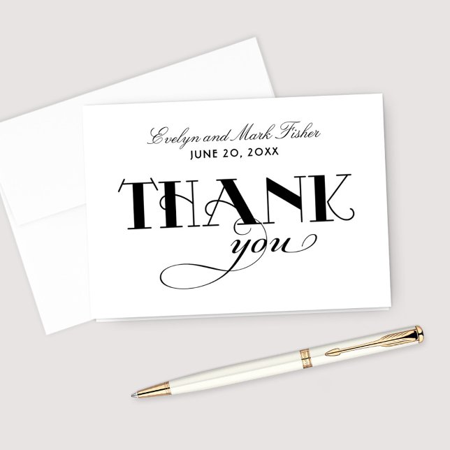 Modern Bold Typography Black White Wedding Thank You Card (Creator Uploaded)