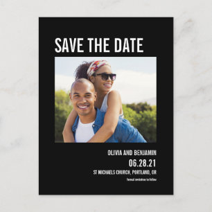 modern bold typography chic save the date postcard