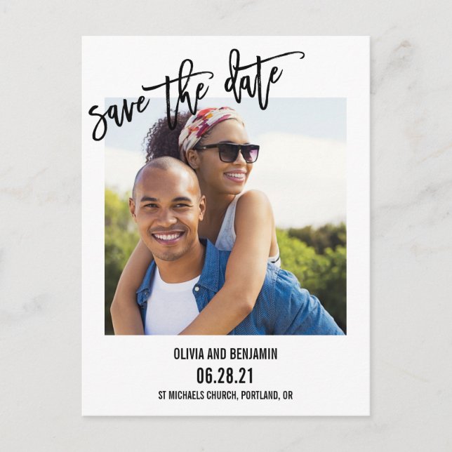 modern bold typography chic save the date postcard (Front)