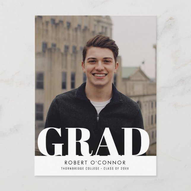 Modern Bold typography graduation party invitation Postcard (Front)