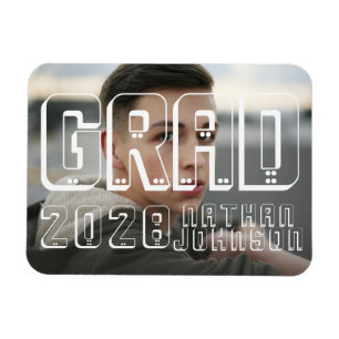Modern Bold Typography Graduation Photo Magnet