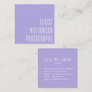 Modern Bold Typography Lavender Purple Lilac Square Business Card