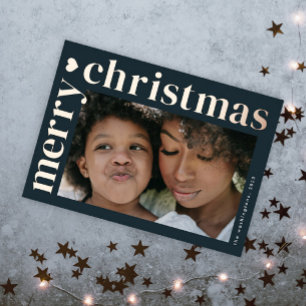 Modern Bold Typography Merry Christmas  Foil Holiday Card