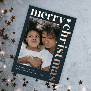 Modern Bold Typography Merry Christmas  Foil Holiday Card