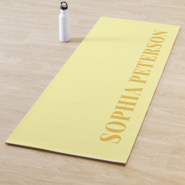 Modern Bold Typography Pastel Yellow Custom Yoga Mat (In Situ)