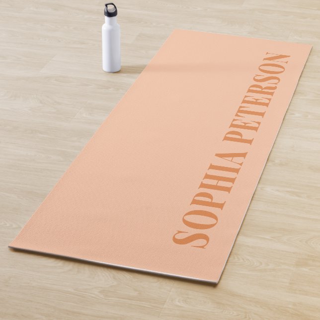 Modern Bold Typography Peach Orange Custom Yoga Mat (In Situ)