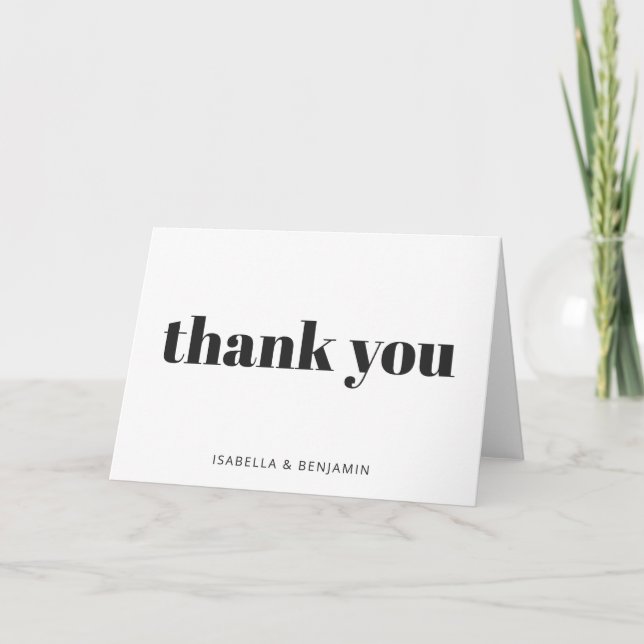 Modern Bold Typography Personalised White  Thank You Card (Front)