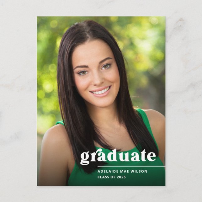 Modern Bold Typography Photo Graduation Postcard (Front)